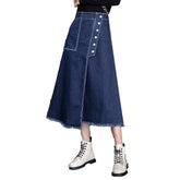 Falda larga asimétrica azul